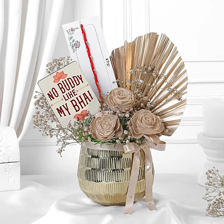 Elegant Rakhi Decor Hamper with Keepsake Pot