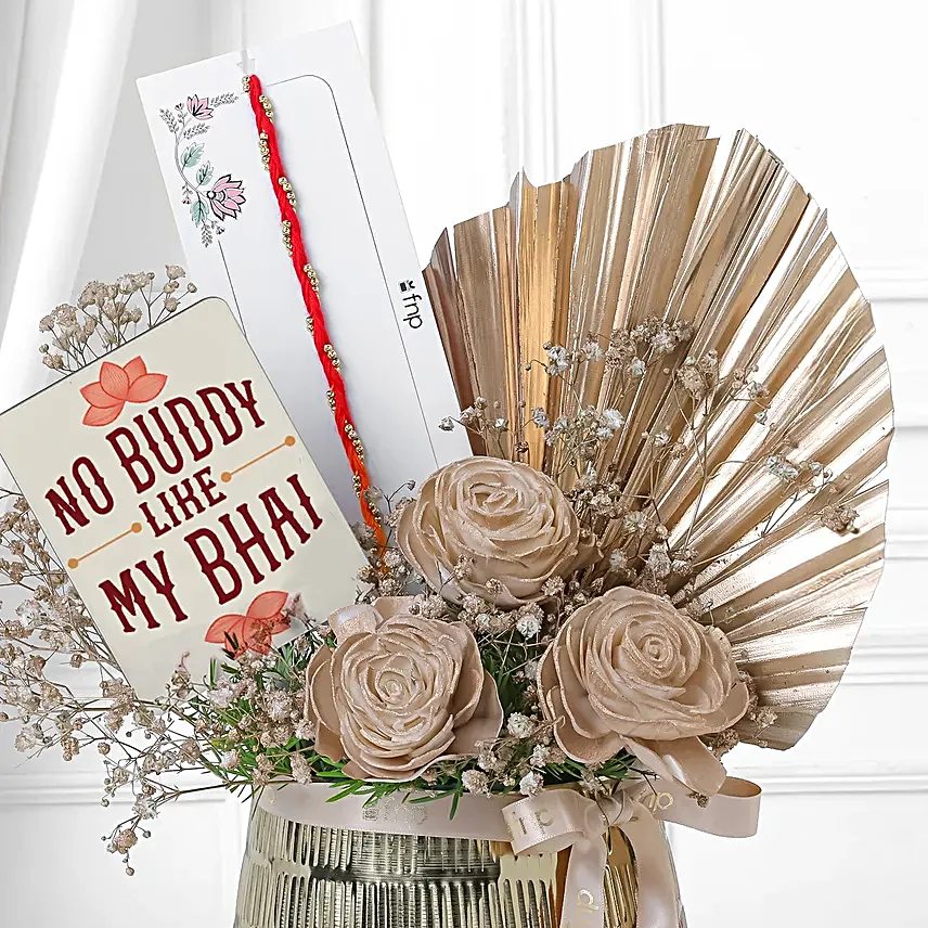 Elegant Rakhi Decor Hamper with Keepsake Pot