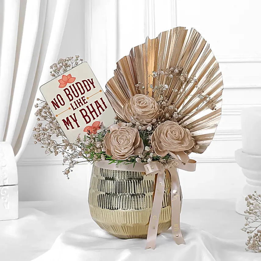 Elegant Rakhi Decor Hamper with Keepsake Pot