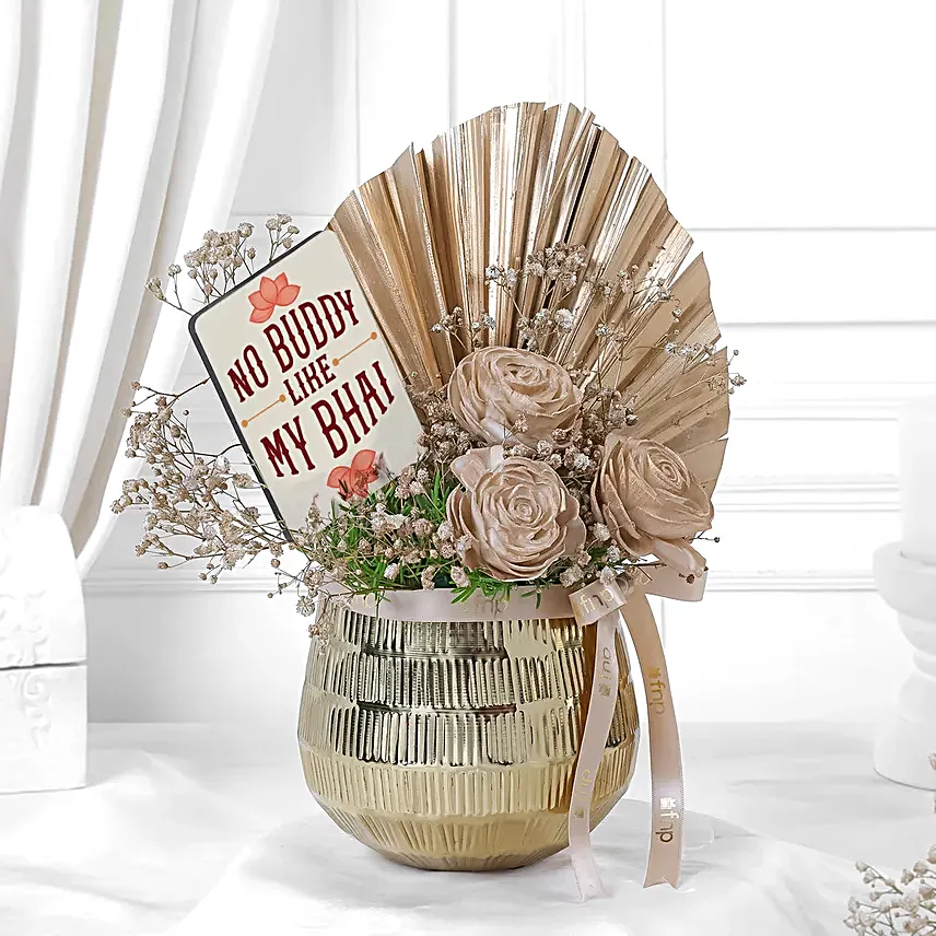 Elegant Rakhi Decor Hamper with Keepsake Pot
