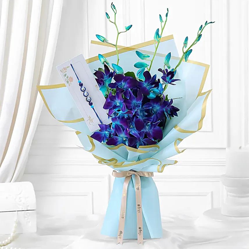 Feng Shui Evil Eye Rakhi Hamper with Orchid Wrap
