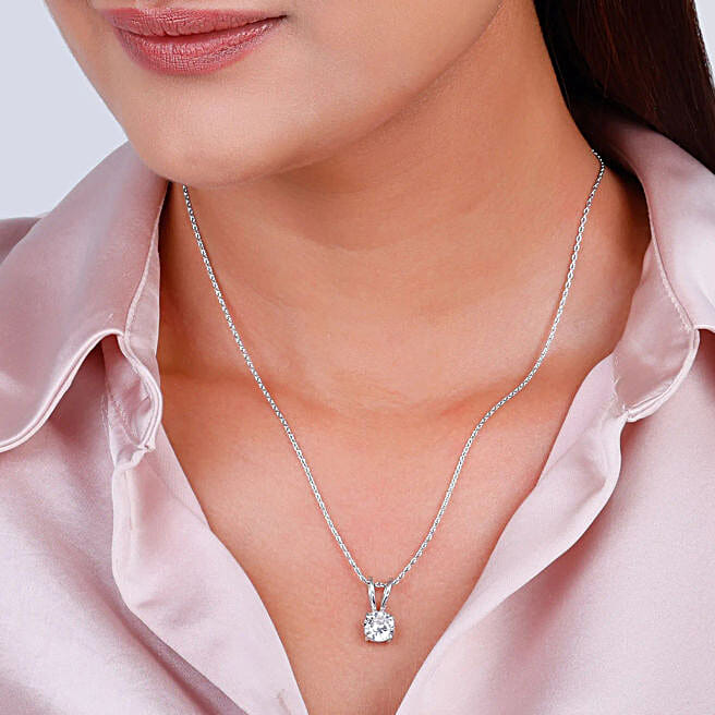 Buy/Send GIVA Silver Pendant with Box Chain Online- FNP