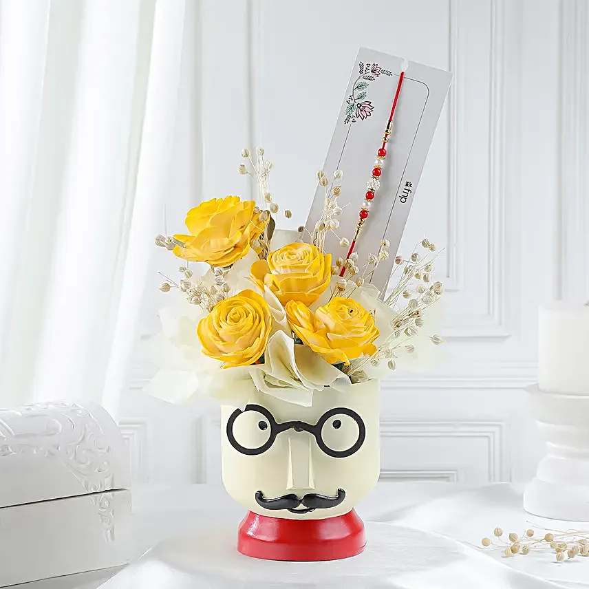 Golden Blooms with Pearl Rakhi Box