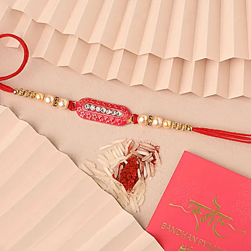 Sneh Meenakari Rakhi and Two Layer Lucky Bamboo Plant