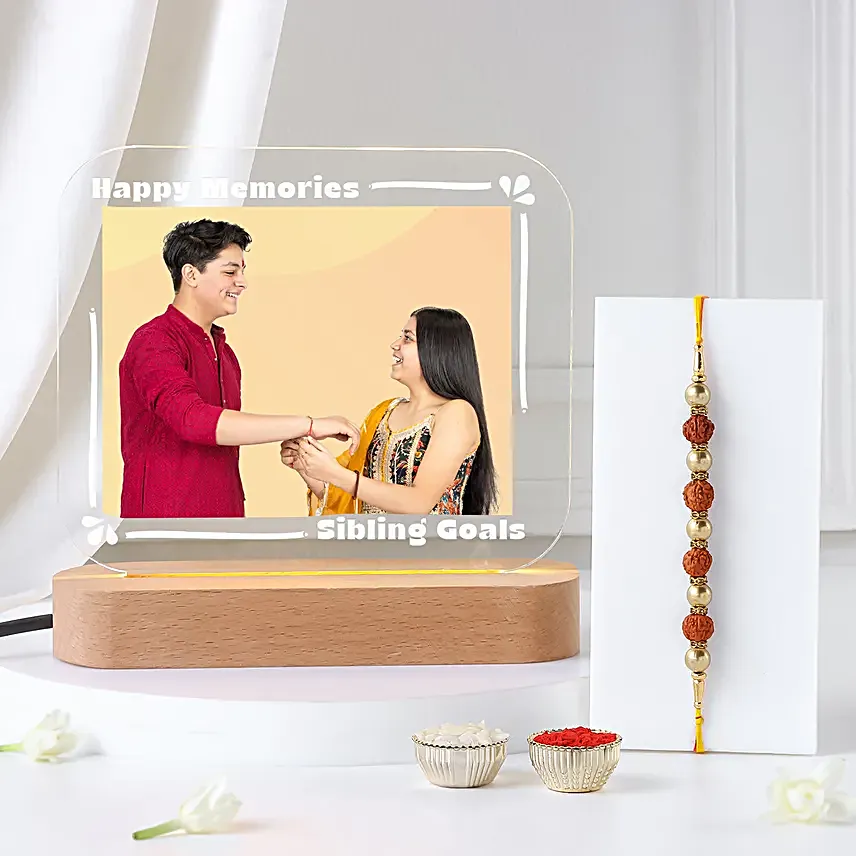 Personalised LED Acrylic Lamp with Rakhi