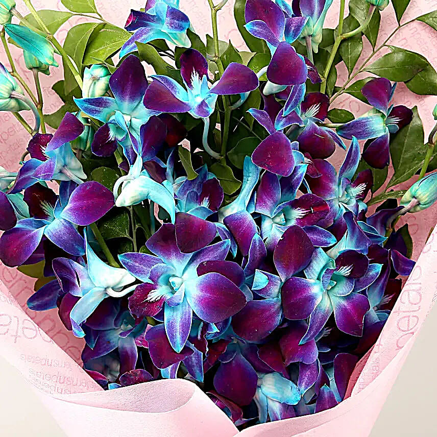 Rudraksha Rakhi N Mystical Orchids Bouquet