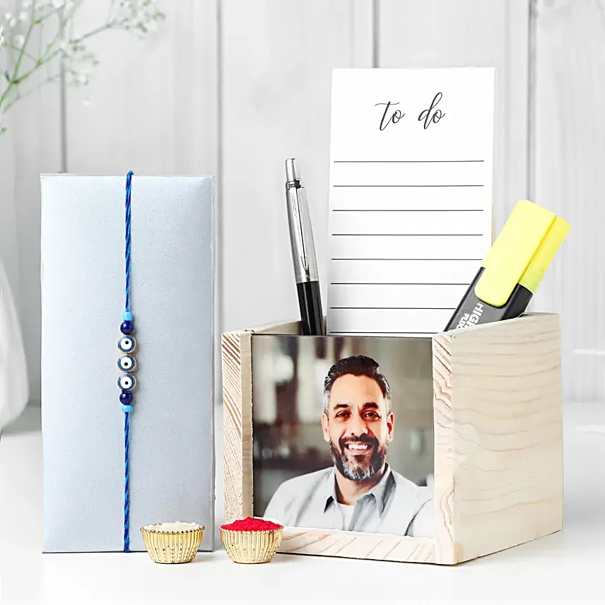 Minimalist Evil Eye Rakhi N Table Organiser