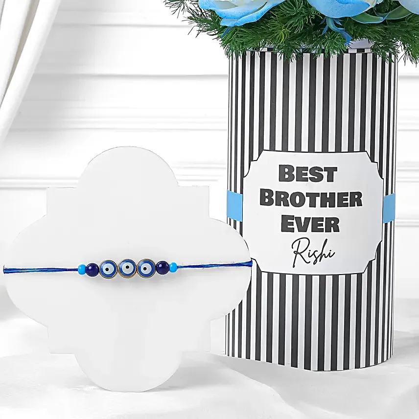 Feng Shui Evil Eye Rakhi Gift with Vase N Treats