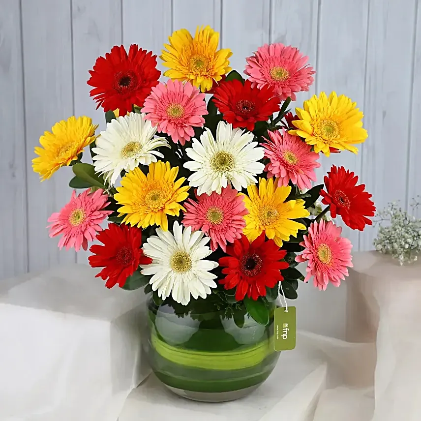 Ganesha Good Omen Rakhi N Colourful Gerberas Vase