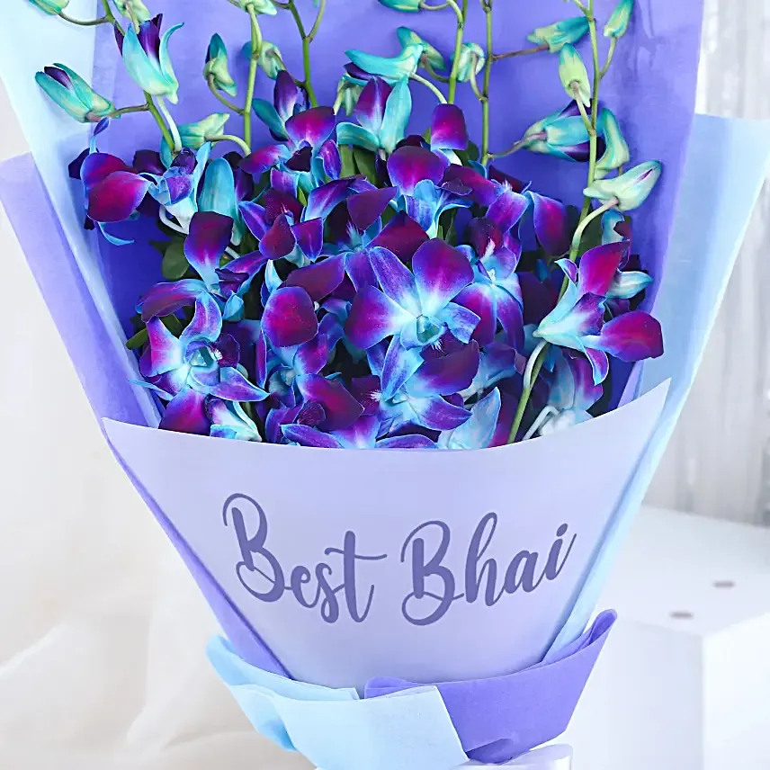 Ganesha Good Omen Rakhi N Orchids Best Bhai Bouquet