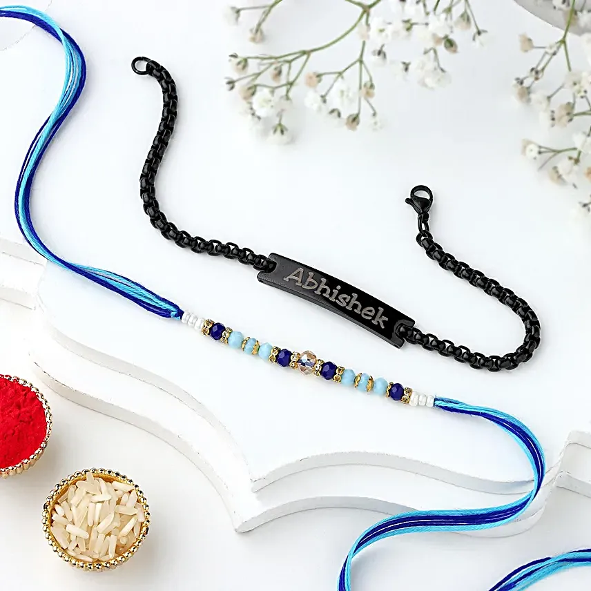 Cerulean Dhaga Rakhi N Bracelet Combo