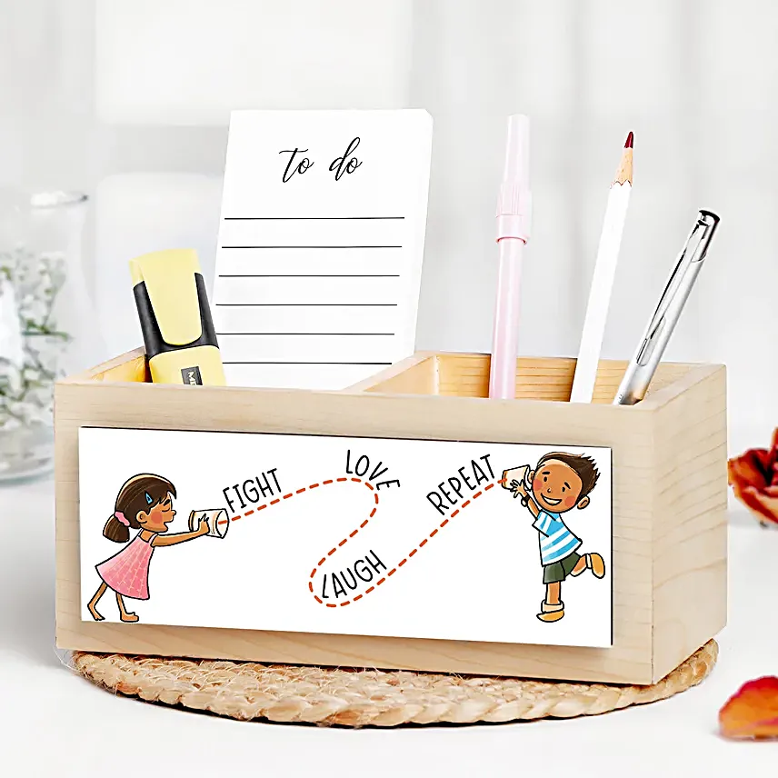 Custom Sibling Saga Duo Slot Desk Organiser N Rakhi