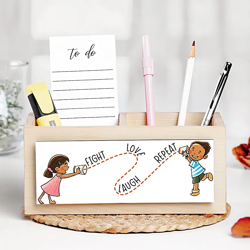 Custom Sibling Saga Duo Slot Desk Organiser N Rakhi