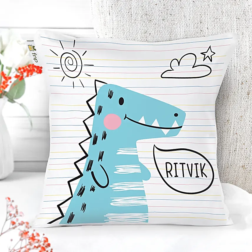 Cute Bal Ganesha Rakhi N Personalised Pillow Duo