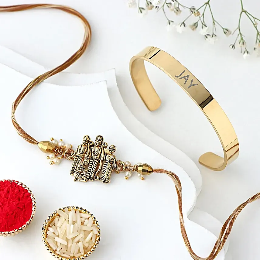 Ethereal Ram Darbar Rakhi N Bracelet Combo