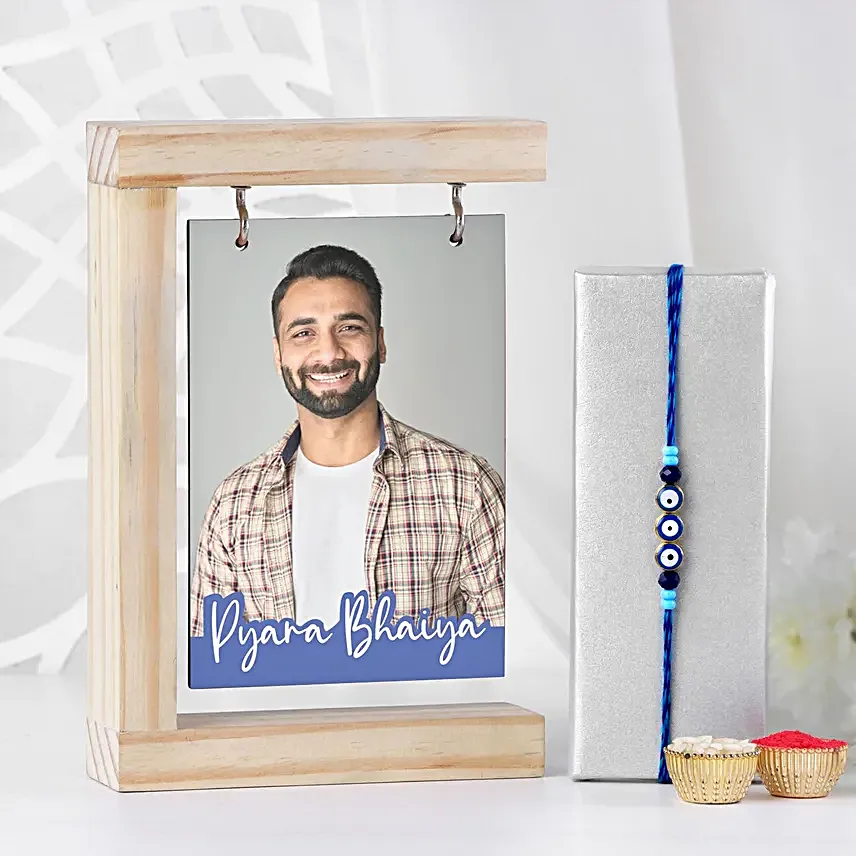 Evil Eye Rakhi N Personalised Frame Combo