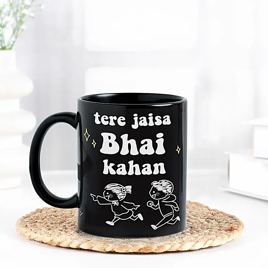 Alluring Pearl Rakhi with Matte Black Mug