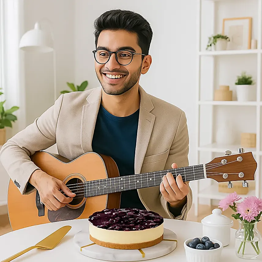 Blueberry Cheesecake with Live Guitarist Surprise