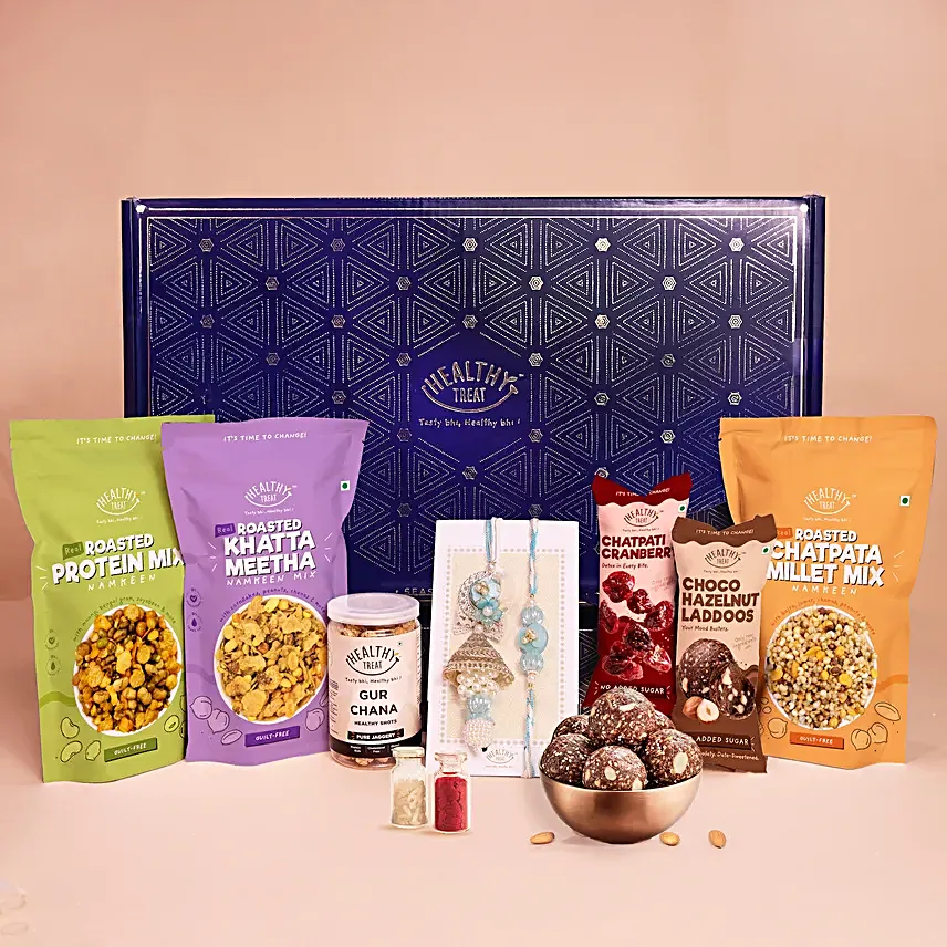 Sweet N Salty Rakhi Hamper with Healthy Treats