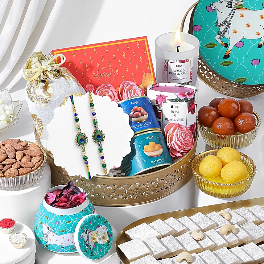 Royal Peacock BB Lumba Rakhi Gift Hamper
