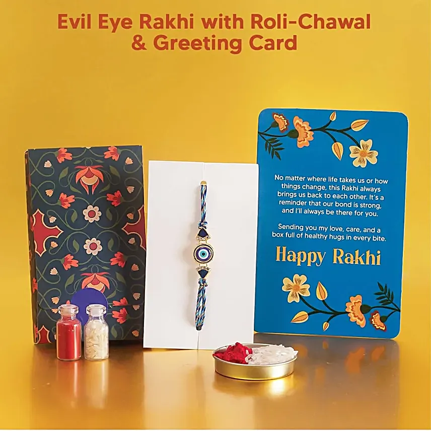Good Vibes Rakhi N Snacks in Jute Tray