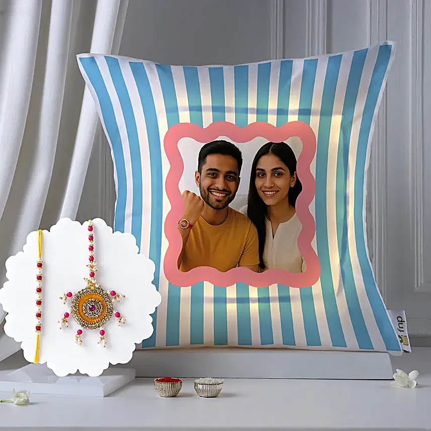 Bhaiya Bhabhi Rakhi N LED Cushion Gift
