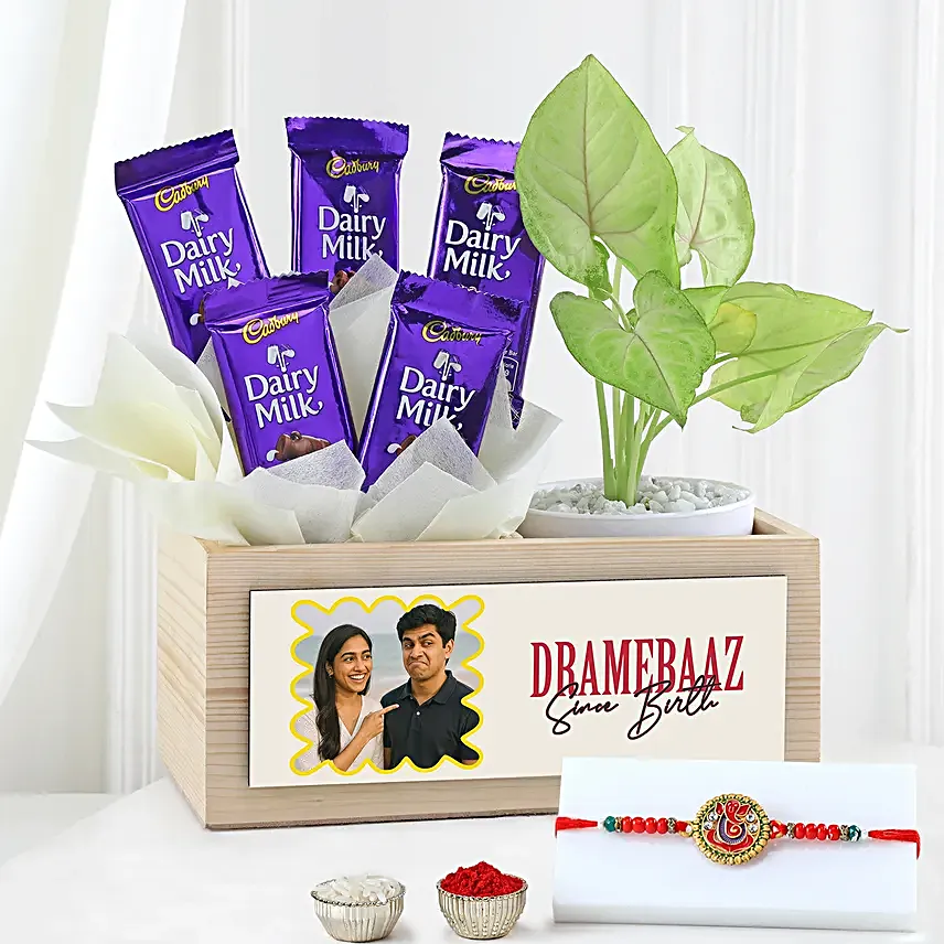 Divine Ganesha Rakhi N Syngonium Gift