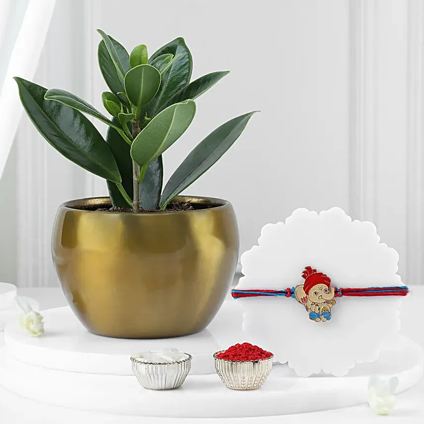 Rakhi Green Blessings Gift with Ganesha Rakhi