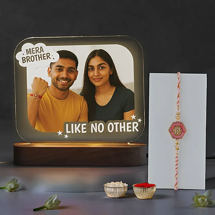 Personalised Acrylic LED Lamp with Rakhi