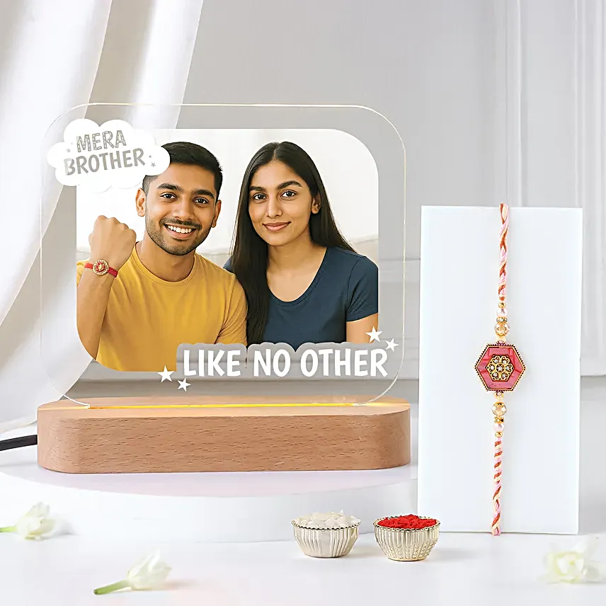 Personalised Acrylic LED Lamp with Rakhi