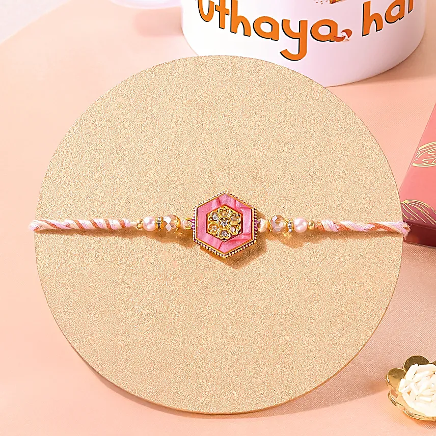 Elegant Rakhi Gift with Mug N Treats