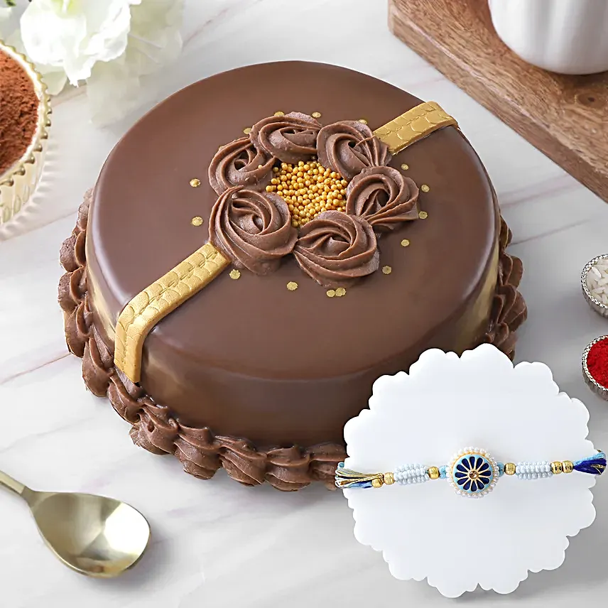Golden Rakhi Truffle Cake Gift  500 g