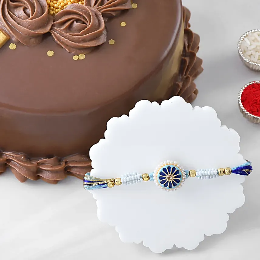 Golden Rakhi Truffle Cake Gift  500 g