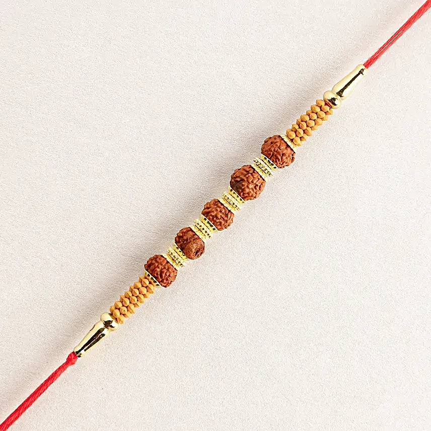 Celestial Charms Rudraksha Rakhi N Almond Soan Papdi Gift Set