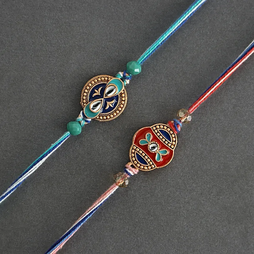 Cultural Charm Ethnic Rakhi Set of 2 N Kesar Kaju Katli Goodness