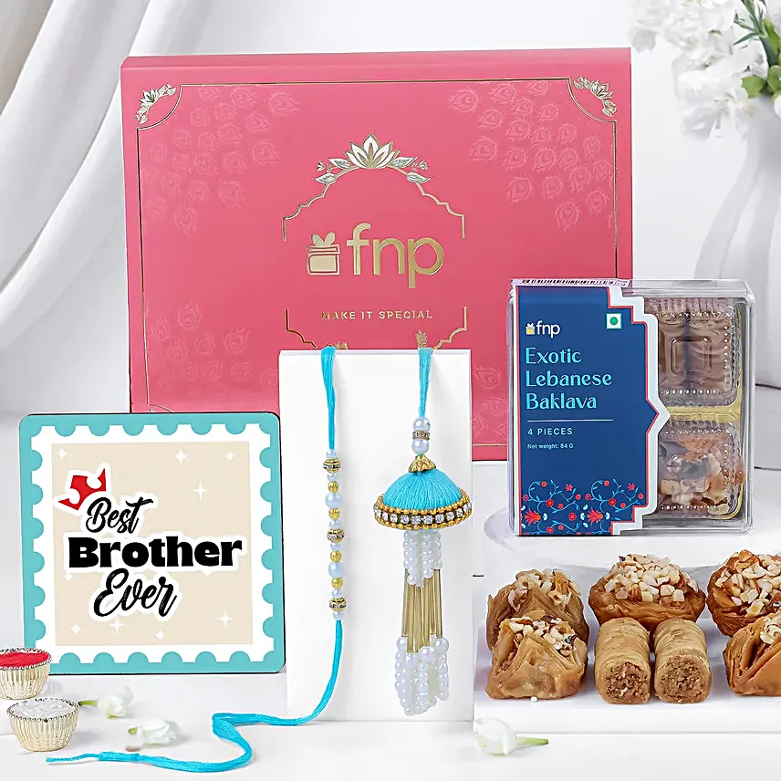 Festive Beads Rakhi and Baklava Treat