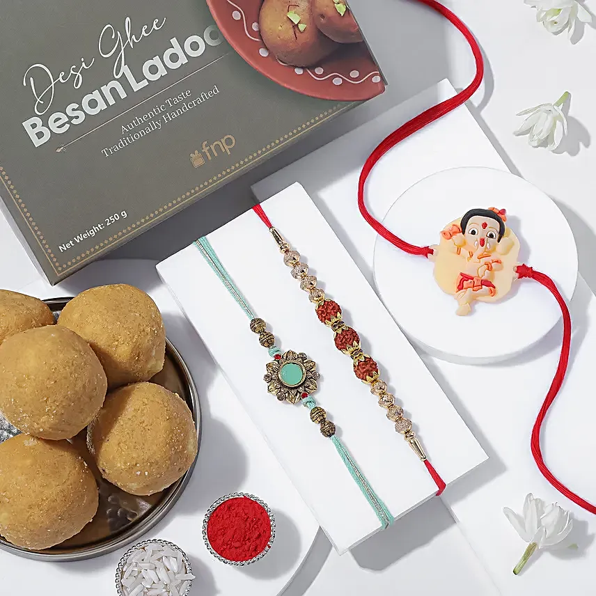 Sneh Brotherly Love Rakhi Set N Besan Laddoo Box