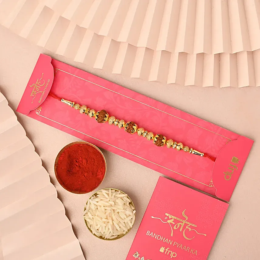 Sneh Rudraksha Holy Rakhi N Kaju Katli Box