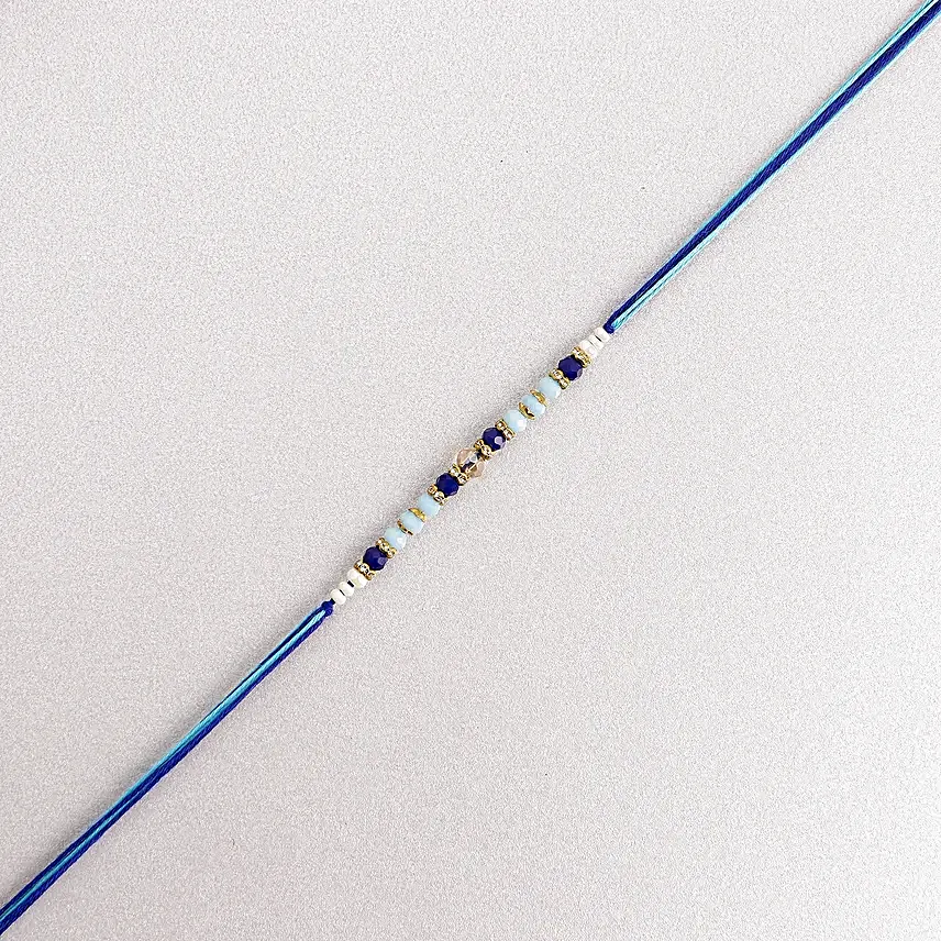 Cerulean Blue Simple Dhaga Rakhi N Besan Ladoo Indulgence