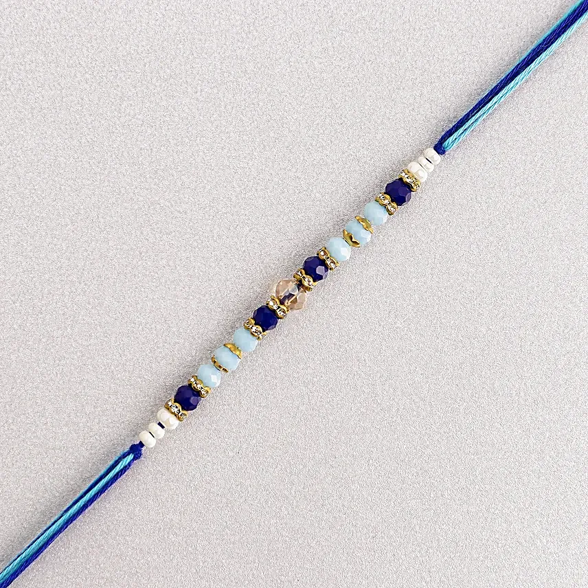 Cerulean Blue Simple Dhaga Rakhi N Besan Ladoo Indulgence