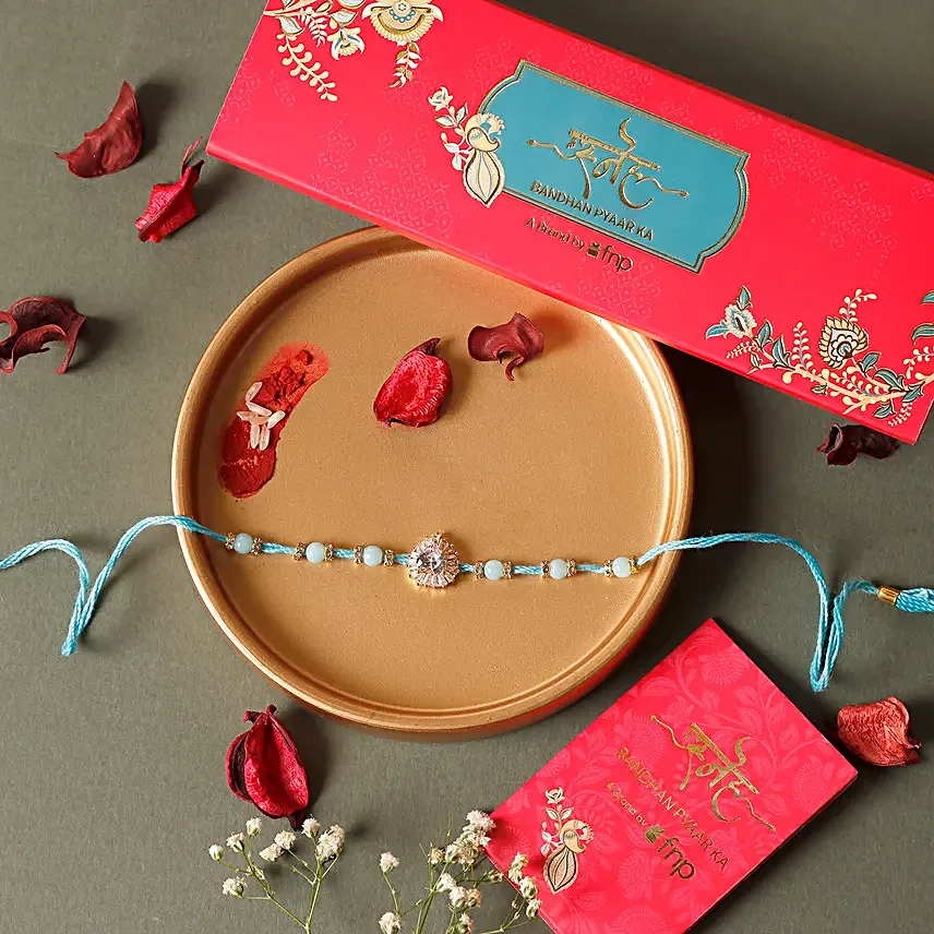Sneh Stone Studded Beads Rakhi with Rasgulla