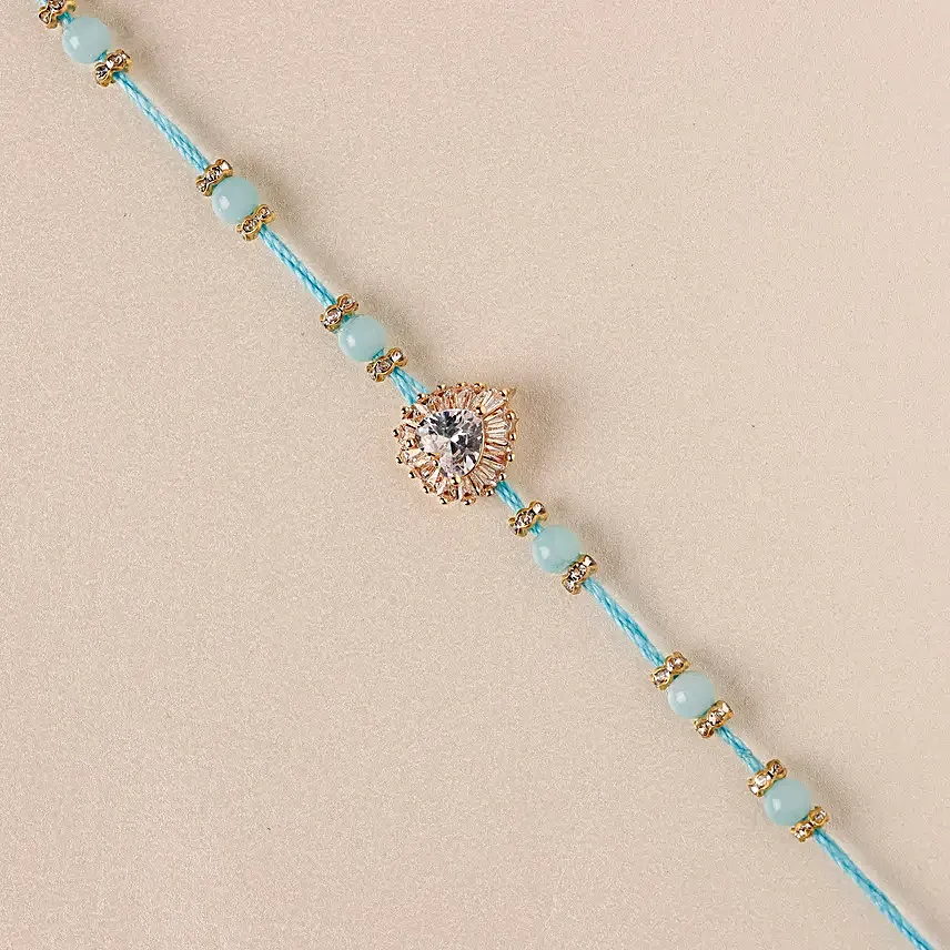 Sneh Stone Studded Beads Rakhi with Rasgulla