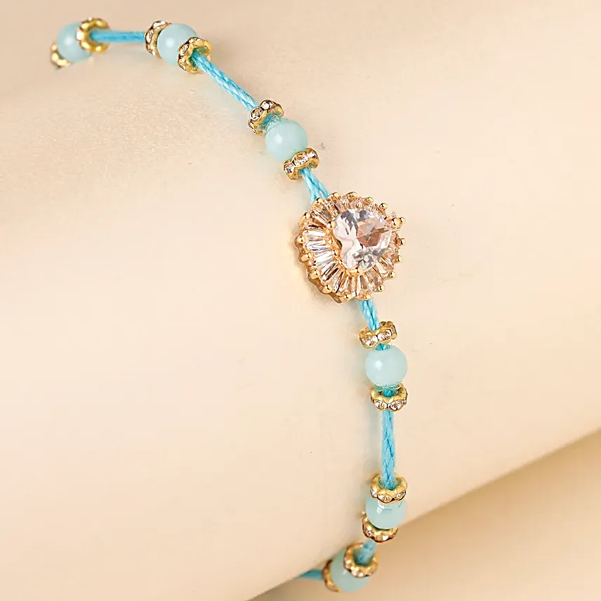 Sneh Stone Studded Beads Rakhi with Rasgulla