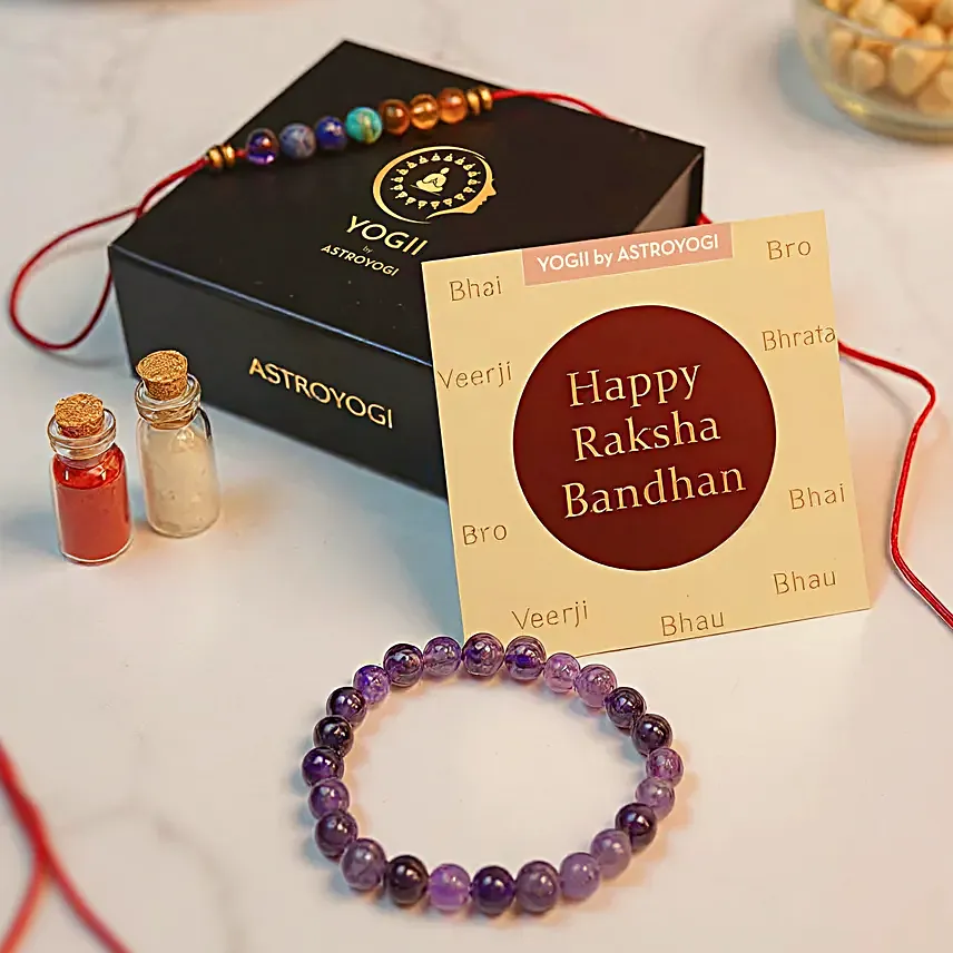 Amethyst N Chakra Balance Rakhi Duo