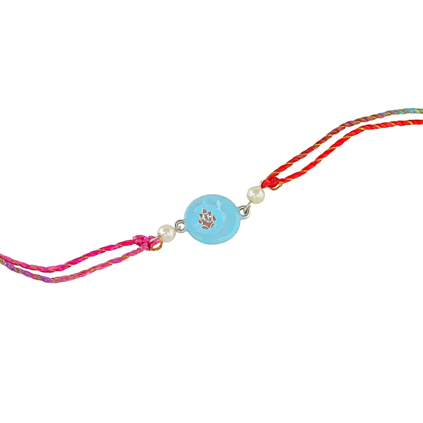 Designer Blue Rakhi Set for Bhaiya Bhabhi