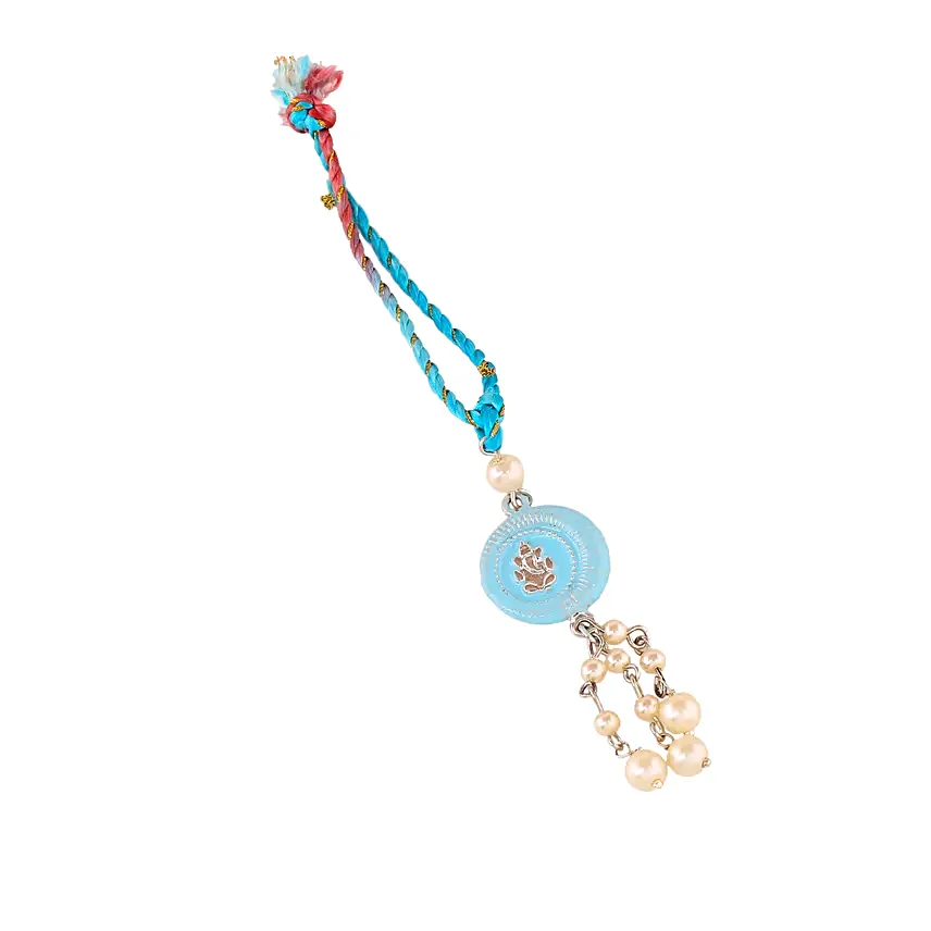 Designer Blue Rakhi Set for Bhaiya Bhabhi