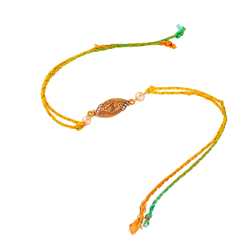 Elegant Bhaiya Bhabhi Rakhi Pair with Pearls