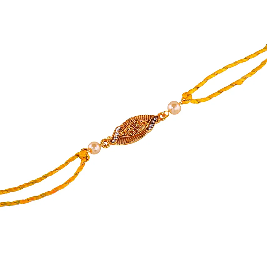 Elegant Bhaiya Bhabhi Rakhi Pair with Pearls