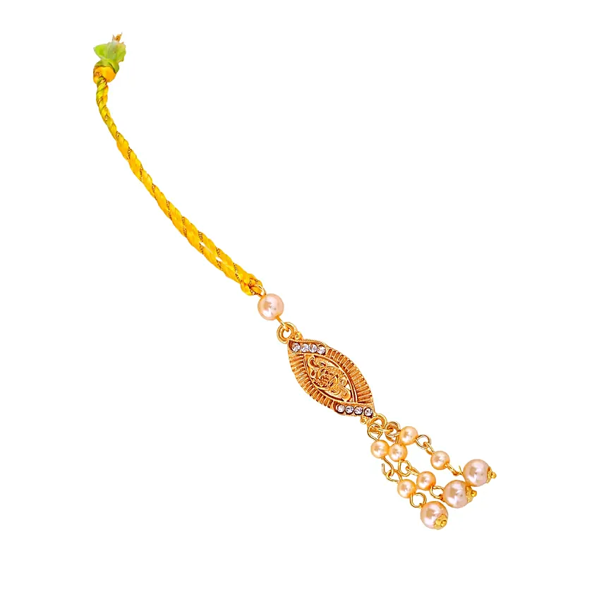 Elegant Bhaiya Bhabhi Rakhi Pair with Pearls