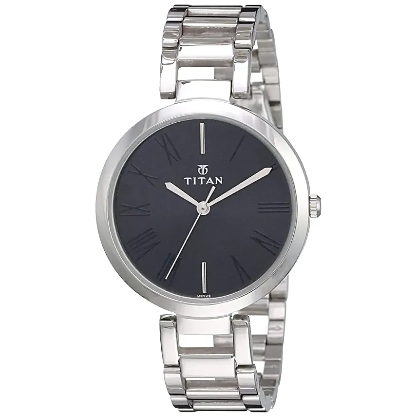 Titan Analog Black Dial And Silver Strap Womens Watch